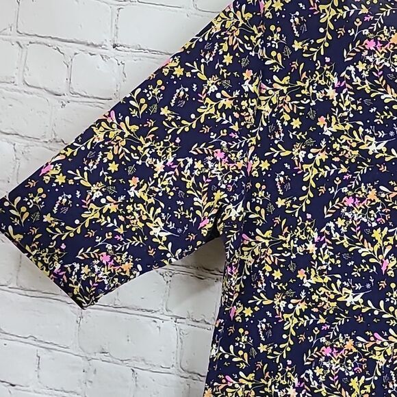 LuLaRoe Julia M 8/10 Blue Floral Knee Length Knit Bodycon Soft Stretch Dress - Picture 8 of 8